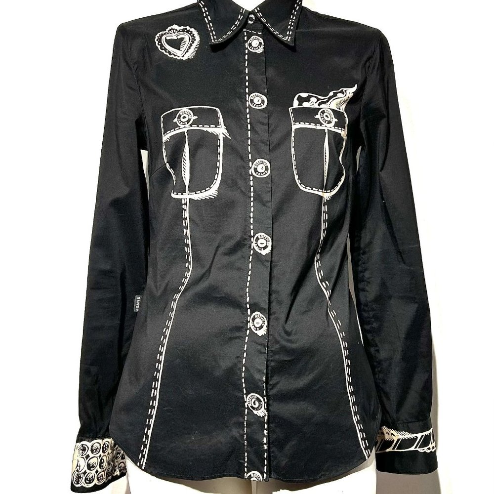 Moschino Jeans Black Long Sleeve Dress Shirt